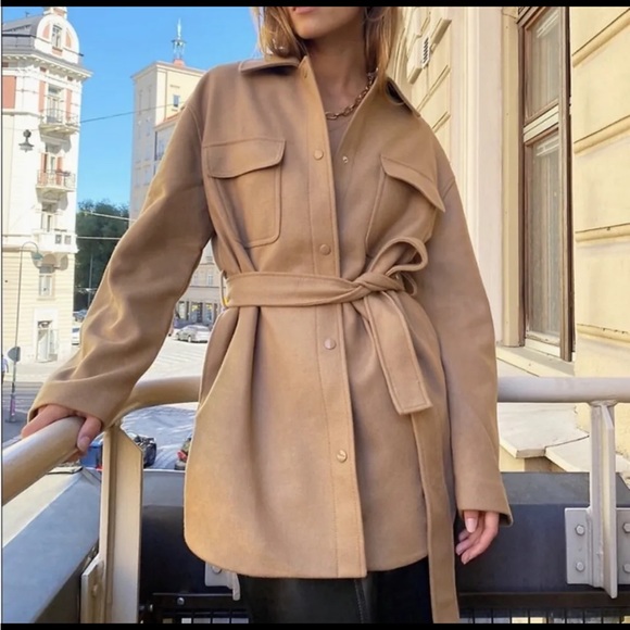 Aritizia Wilfred Rialto Tan Wool Coat with belt - Picture 2 of 12
